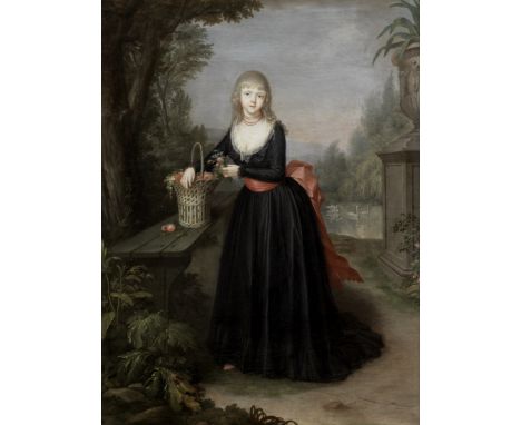 Augusto Nicodemo (active Italy, 1763- late 18th Century)Portrait of a young lady in the grounds of the Villa Borghese, Rome s