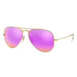 NEW & PACKAGED RAY-BAN Aviator Large Metal Sunglasses - MATTE ARISTA WITH GREEN MIRROR PURPLE