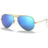 NEW & PACKAGED RAY-BAN Aviator Large Metal Sunglasses - GUNMETAL WITH GREEN MIRROR BLUE LENSES.