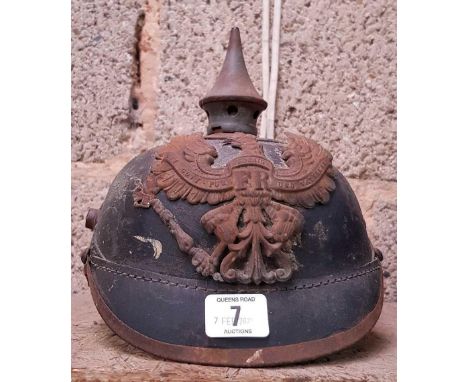 IMPERIAL GERMAN WWI GRAND DUCY OF BADEN M1915 EM/NCO PICKLEHAUBE HELMET WITH METAL PLATE FOR RESTORATION