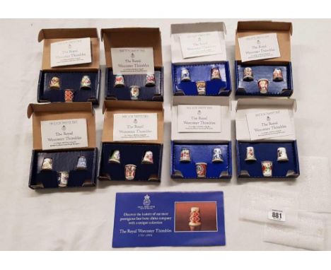 CARTON WITH COLLECTION OF ROYAL WORCESTER THIMBLES, 1751 - 1994 IN BOXES