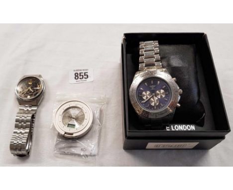 LARGE CHRONOMETER GENTS WRIST WATCH BY PRINZ OF LONDON, A SEIKO 5 AUTOMATIC GENTS WATCH & 1 OTHER