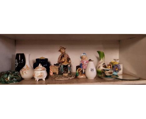 SHELF OF CHINAWARE INCL; FIGURES