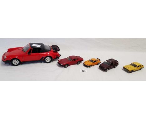 5 MODEL CARS BY DINKY, CORGI, SOLIDO & A PORSCHE 900 TURBO BY TONKA