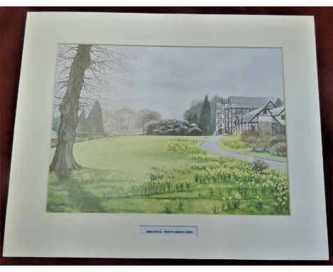 Gregynog-Montgomeryshire print of a detailed watercolour painting by artist Brian E. Jones 16/4/92. A beautiful print of this