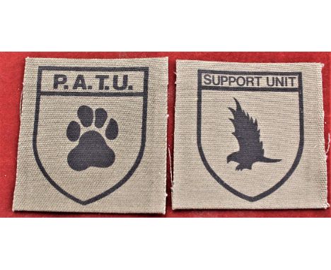 British South Africa Patches (2) Police Anti Terrorist Unit arm patch (PATU) and Rhodesian Army Support Unit Cloth sleeve Pat