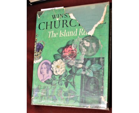 The Island Race by Winston Churchill. First edition first printing by Cassell London 1964. Hardback with dustcover being torn