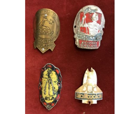 Vintage Bicycle badges: New Hudson Cycle Company, England Tube Head badge, made from brass with an etched relief. In good con