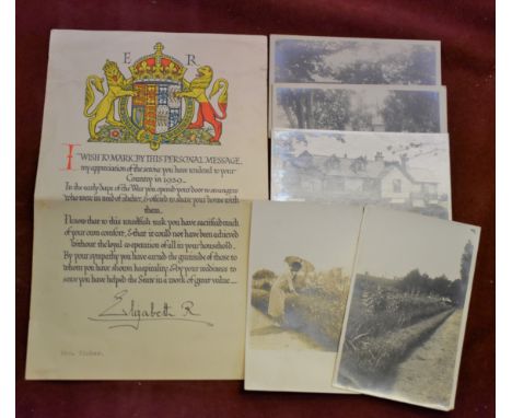 British WWII Queen Elizabeth's (The Queen Mother, wife of King George V) Personal letter of appreciation of service to the co