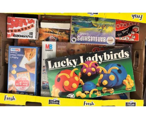 Collection of vintage games: Board Games Guess Who? the mystery face game And Lucky Ladybirds entertaining dice game. Content