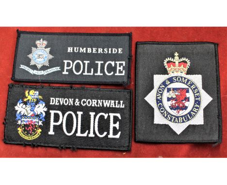 Police patches (3) Devon &amp; Cornwall Police Cloth Pullover Patch Large Lettering, Avon &amp; Somerset Constabulary Embroid