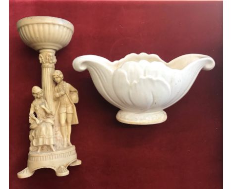 A white/cream Sylvac planter (26cm x 12cm) condition fair with some light cracks and crazing inside and a vintage J.B. Design