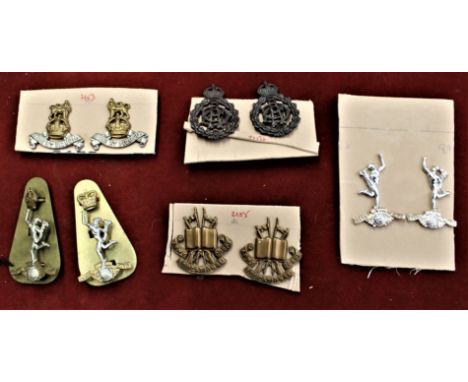 British Military WWII and later Collar Badge Pairs (5 pairs) with Army Education Corps, Royal Army Pay Corps, Army Dental Cor