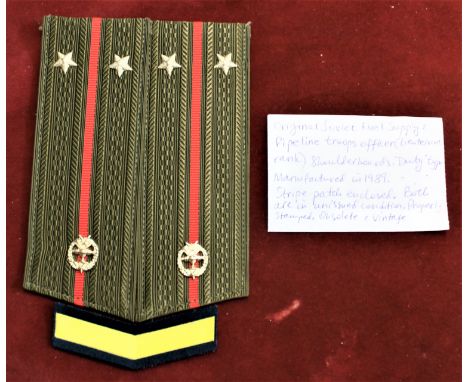 Russian Soviet Cold War Era Fuel and Supply Pipeline Troop Officers (Lieutenant Rank) epaulettes for the service wear uniform