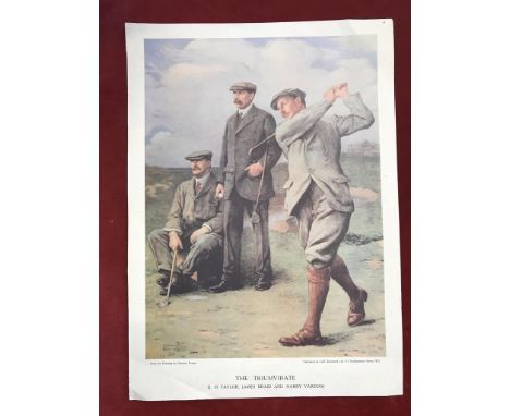 Golf A print of Clement Flower, The Great Triumvirate, Flower painted the Triumvirate in 1913 which shows (Ltor) John Henry T