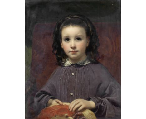 Circle of James Sant (British, 1820-1916)Portrait of a girl with a straw hat oil on canvas 61.6 x 50.8cm (24 1/4 x 20in).For 