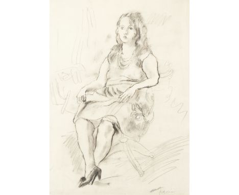 Jules Pascin (French, 1885-1930)Femme assise  pencil and ink on paper50.5 x 38.4cm (19 7/8 x 15 1/8in).Executed in 1928Footno