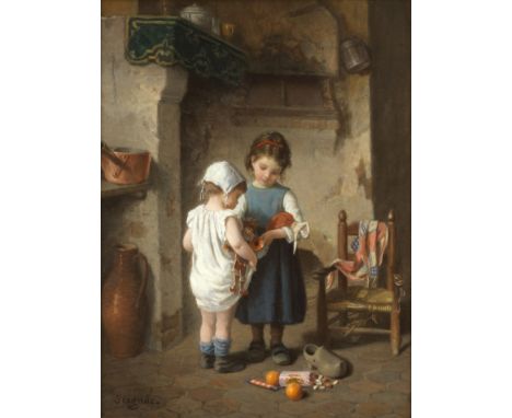 Paul Seignac (French, 1826-1904)Share and share alike signed 'Seignac' (lower left)oil on panel 32.1 x 24.4cm (12 5/8 x 9 5/8
