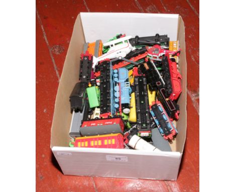 A box of mostly ERTL Diecast model vehicles including Thomas the Tank Engine trains etc.