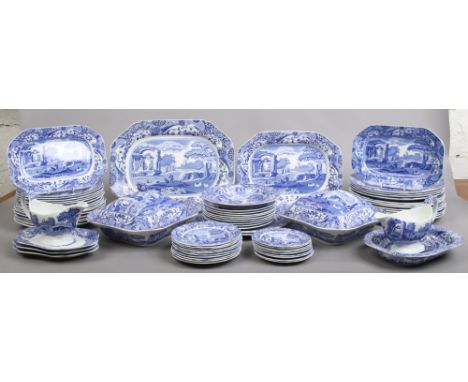 A collection of Copeland Spode Italian design blue and white dinnerwares to include tureens, heat plates etc, approximately 7