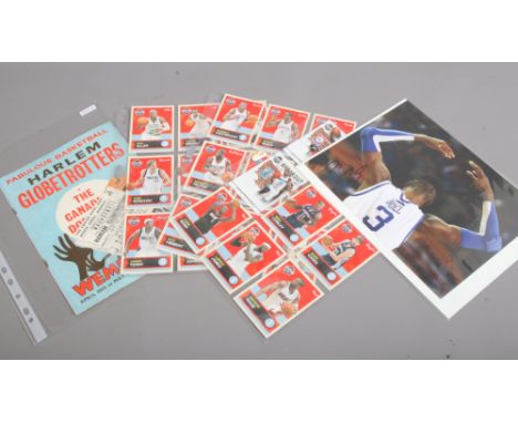 A quantity of basketball collectables and memorabilia including programme and ticket stubs for Harlem Globe Trotters dated 19