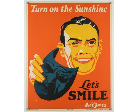 Turn on the Sunshine Lets Smile' - Original Vintage information poster by Bill Jones, Printed in England, Series 8, No. 24, r
