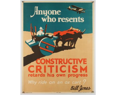 Anyone who resents Constructive Criticism' - Original Vintage information poster by Bill Jones, Printed in England, Series 8,