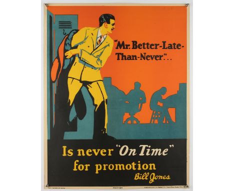 Mr. Better Late than Never' - Original Vintage information poster by Bill Jones, Printed in England, Series 8, No. 6, rolled,