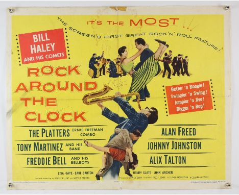 Rock Around the Clock (1956) US Half Sheet film poster, Bill Haley and His Comets, folded, 22 x 28 inches and a set of 8 US l