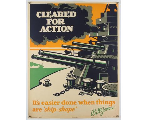 Cleared for Action' - Original Vintage information poster by Bill Jones, Printed in England, Series 8, No. 33, rolled, 22 x 2