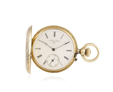 A SWISS 14K GOLD FULL HUNTER LADIES POCKET WATCH, 19th century, decorated to each side with classical niellowork, enclosing a