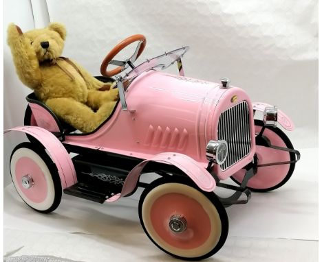 Pink classic roadster pedal car with fold down windscreen built from a kit (98cm long and in unused condition) t/w Ltd ed Bar