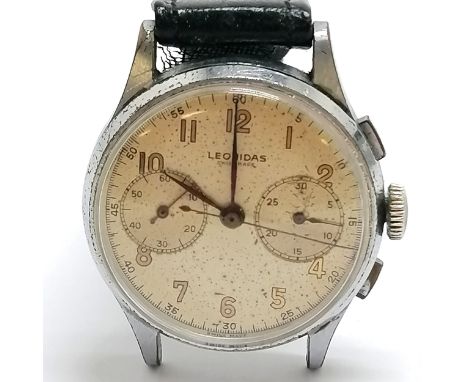 Vintage Leonidas chronograph (32mm steel case) - runs BUT WE CANNOT GUARANTEE THE TIMEKEEPING OR RUNNING OF THIS OR ANY WATCH