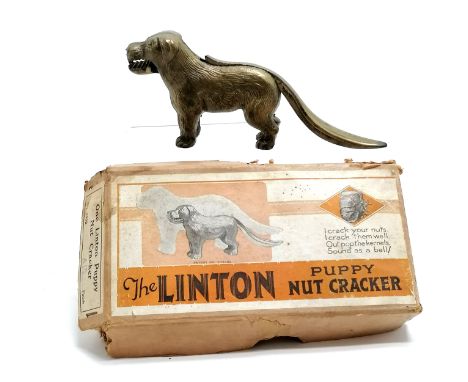 One Linton puppy nut cracker #3002 in original box - nutcracker in good bright condition but box has some wear (23cm x 12cm) 