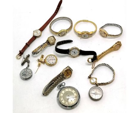 Qty of mostly mechanical wristwatches + pocket watch + compass ~ all for spares / repair - SOLD ON BEHALF OF THE NEW BREAST C