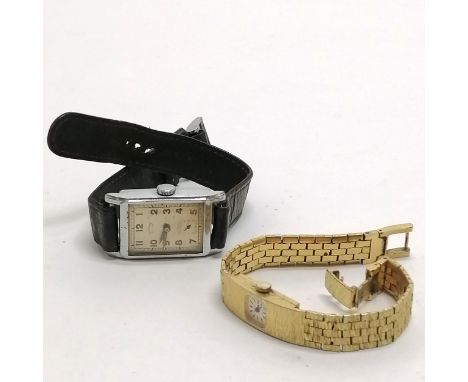 Art Deco services on time manual wind wristwatch (case length 38mm) t/w ladies Rotary gold plated wristwatch - for spares / r