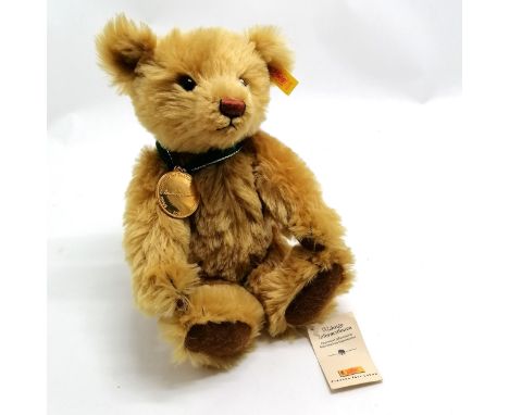 Steiff mohair jointed teddy bear with 2001 Danbury mint medallion - 30cm tall 