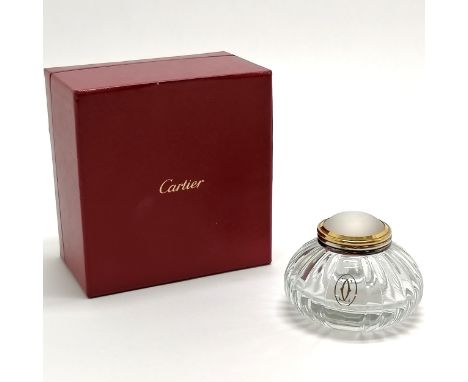 Must de Cartier glass bodied inkwell - 8cm diameter in retail box ~ no obvious damage 