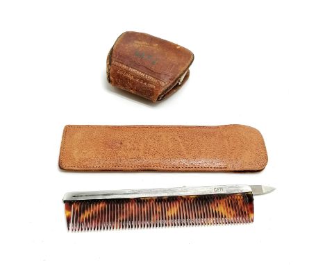 1904 Louisiana purchase exhibition purse t/w pat pending comb with retractable nail file in original leather sleeve - both sl