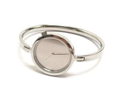 Georg Jensen stainless steel designer bangle wristwatch #337 Torun ~ needs battery 