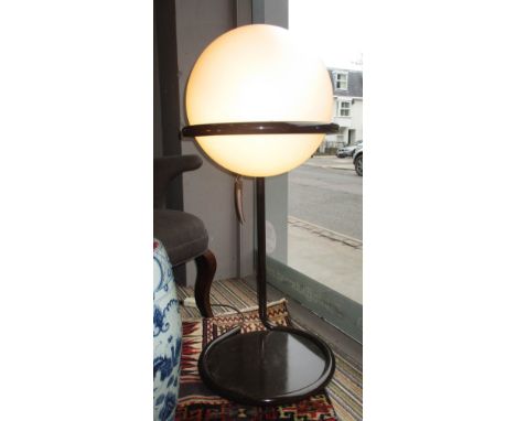 PEILL AND PUTZLER FLOOR LAMP, globe light held in bent tubular metal frame, 100cm H. (slight faults)