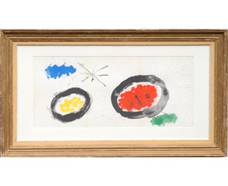 JOAN MIRO, 'Untitled', original colour lithograph, 1961, Cramer ref: 68/6, printed by Mourlot, 37cm x 83cm, framed and glazed