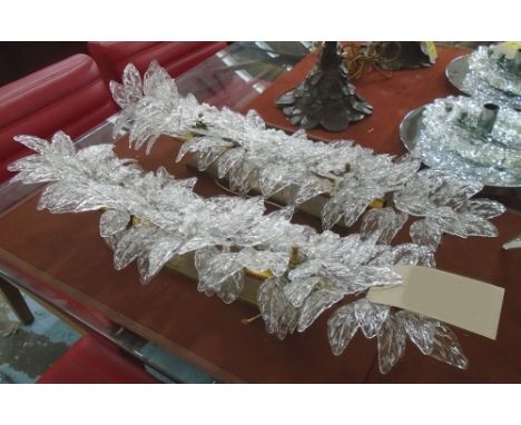 LEAF WALL LIGHTS, a pair, vintage Italian Venetian Murano, on brass frame, 70cm H. (2)
