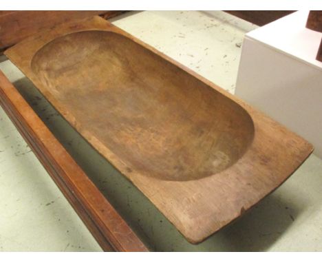 VINTAGE DOUGH TROUGH, carved wood, originally from a Cornish bakery, 130cm L x 51cm W.