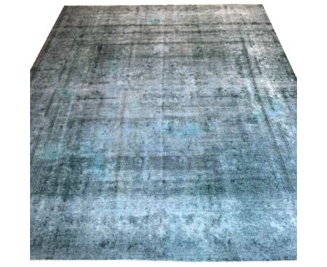 VINTAGE KERMAN CARPET, 365cm x 285cm, in an aquamarine finish.