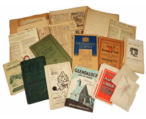 A SMALL COLLECTION OF OLD NEWSPAPERS including WWII and The Morning Advertiser 1894 plus old town and road maps, and a poetry