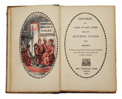 NONESUCH PRESS, Mother Goose 1925, marbled boards, Harrison Picture & Poetry Book' printed by J Harrison, Devizes, Chambers C