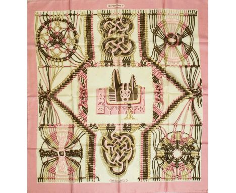 VINTAGE HERMÈS 'MACRAME' SILK SCARF, designed in 1970 by Marie Francoise Heron, 90cm x 90cm. 