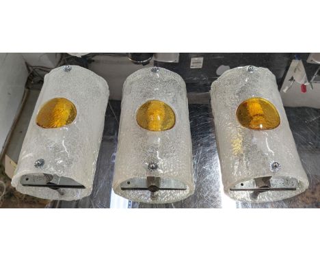 WALL LIGHTS, 28cm x 16cm x 9cm, a set of three , vintage 20th century Murano glass. (3) 