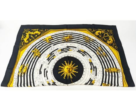 VINTAGE HERMÈS 'ASTROLOGIE DIES ET HORE' SILK SCARF, designed in 1963 by Francoise Faconnet, 90cm x 90cm. 